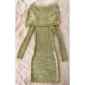 Off-the-Shoulder Knitted Sweater Dress